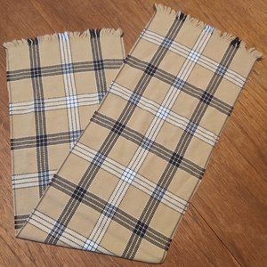 Vintage Cashmere Wool Scarf Plaid Beige & Black